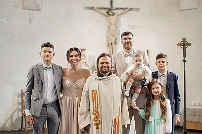 Tatjana ir Kšištofas Lavrinovičiai pakrikštijo sūnų Kristianą / Akvilės Razauskienės nuotr.