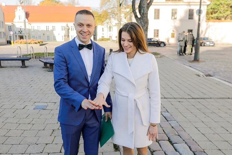 Žalgirio“ vadovas Paulius Motiejūnas ir gimnastė Karolina Sklenytė / Teodoro Biliūno nuotr.