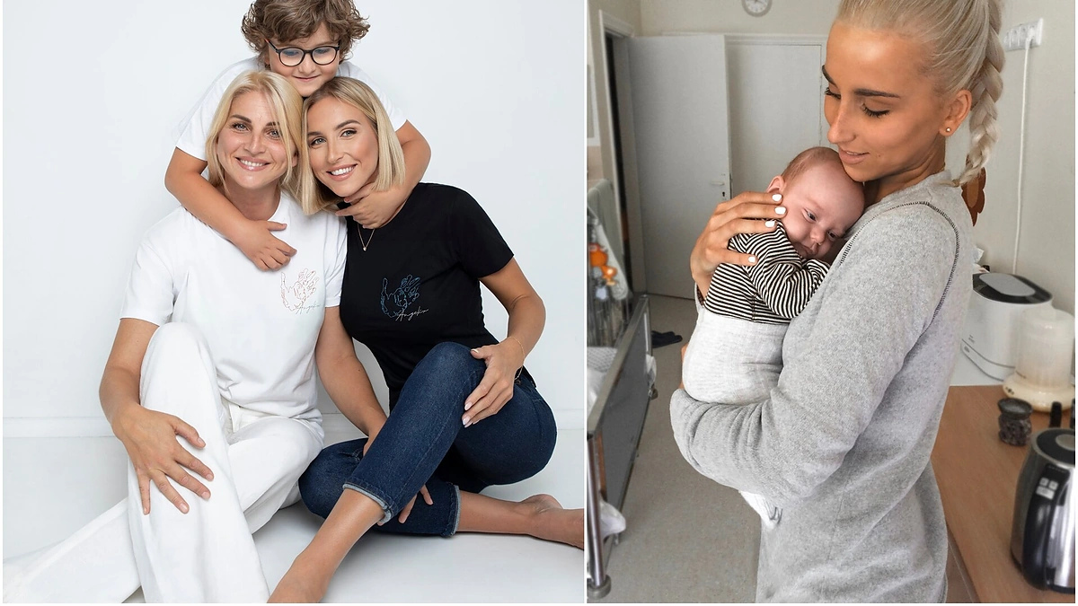 Viktorija Strelčiūnaitė su broliu ir mama
