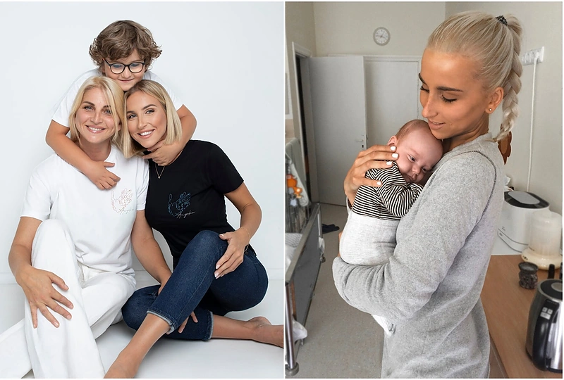 Viktorija Strelčiūnaitė su broliu ir mama
