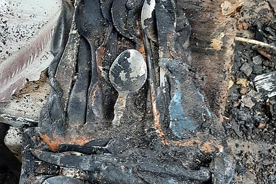 Adelės Karaliūnaitės žolelių cecho gaisro pasekmės / Asmeninio albumo nuotr.