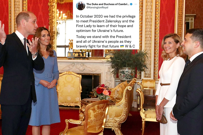 Kembridžo hercogai ir ir Ukrainos prezidentas Zelenskis su žmona / Getty nuotrauka