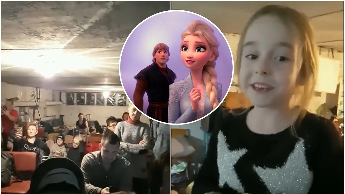 Ukrainietė Amelia slėptuvėje dainuoja „Let it go“ / Ekrano ir „Scanpix“ nuotr.