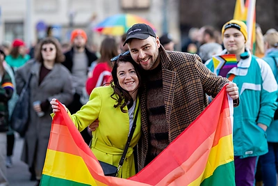 Akcijos „Už partnerystę ir lygybę visiems Lietuvoje!“ akimirka / Luko Balandžio nuotr.