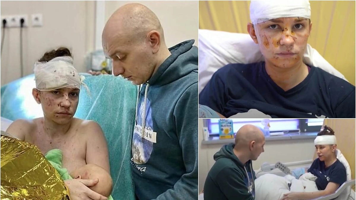 Ukrainietė Olga, savo kūdikį apsaugojusi per apšaudymą / Socialinių tinklų ir stopkadro nuotr.