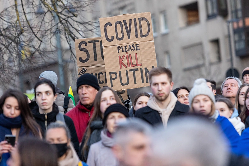 V.Zelenskiui pakvietus – Ukrainos palaikymo akcija Vilniuje / Pauliaus Peleckio BNS nuotr.