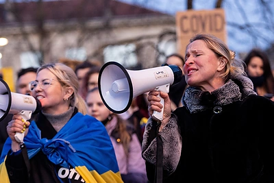 V.Zelenskiui pakvietus – Ukrainos palaikymo akcija Vilniuje / Pauliaus Peleckio BNS nuotr.