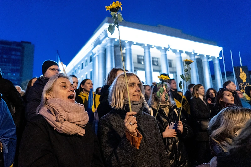 V.Zelenskiui pakvietus – Ukrainos palaikymo akcija Vilniuje / Pauliaus Peleckio BNS nuotr.