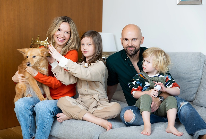 Arūnas Matačius su žmona Karolina, vaikais Sofija ir Kostu / Gretos Skaraitienės nuotr.