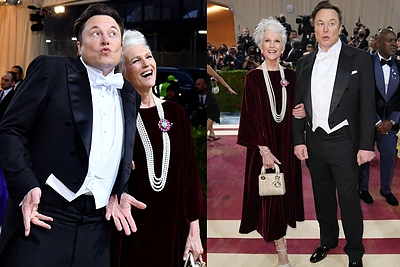 Elonas Muskas į „Met Gala“ atvyko su mama supermodeliu Maye Musk: pokylyje aidėjo juokas
