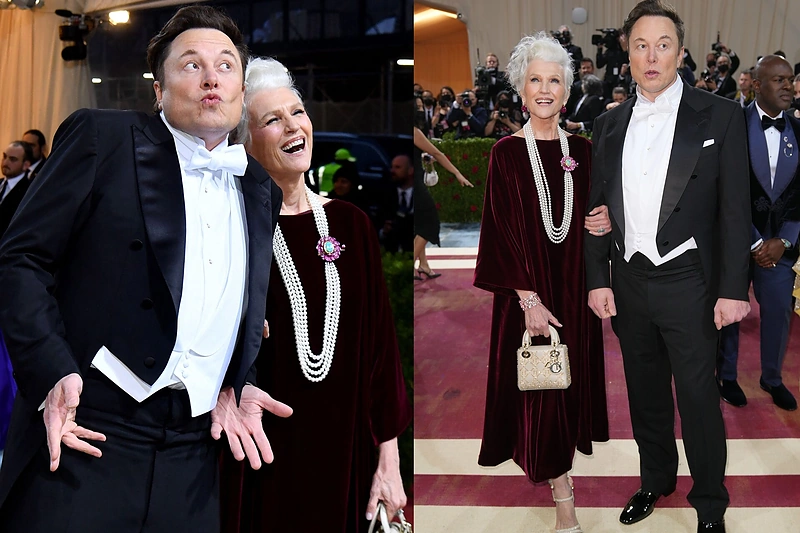 Elonas Muskas į „Met Gala“ atvyko su mama supermodeliu Maye Musk: pokylyje aidėjo juokas