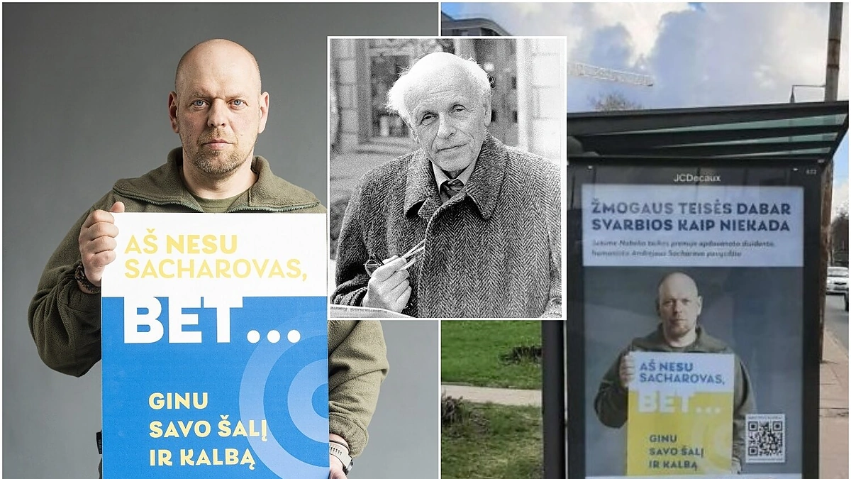 Gabrielius Liaudanskas, Andrejus Sacharovas, reklaminis stendas