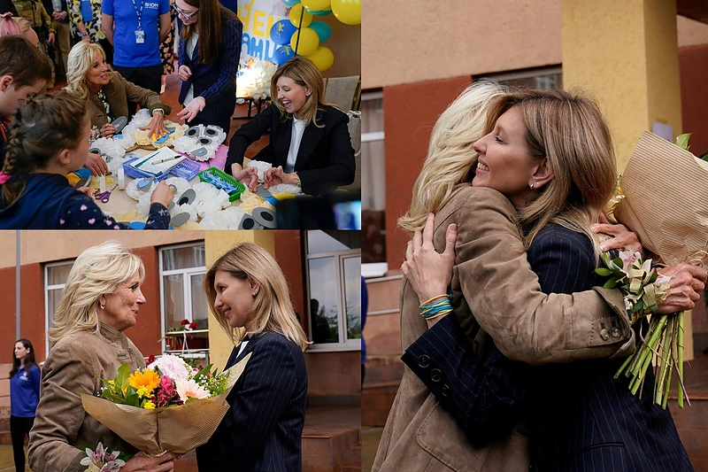 JAV pirmoji ponia J.Biden Ukrainoje susitiko su O.Zelenska: vizitas – simbolišką dieną