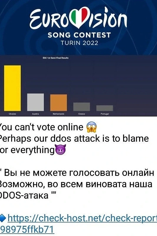 „Killnet“ žinutė apie „Euroviziją“ / Ekrano nuotr.