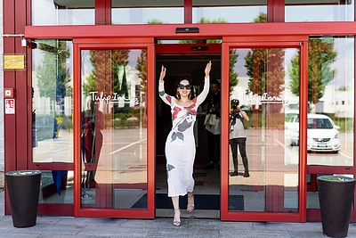 Monika Liu pakeliui į „PalaOlimpica“ areną / Luko Balandžio nuotr.