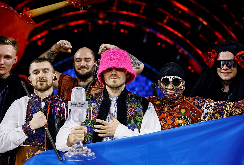 2022-ųjų „Eurovizijos“ nugalėtojai ukrainiečiai „Kalush Orchestra“ / Scanpix nuotr.