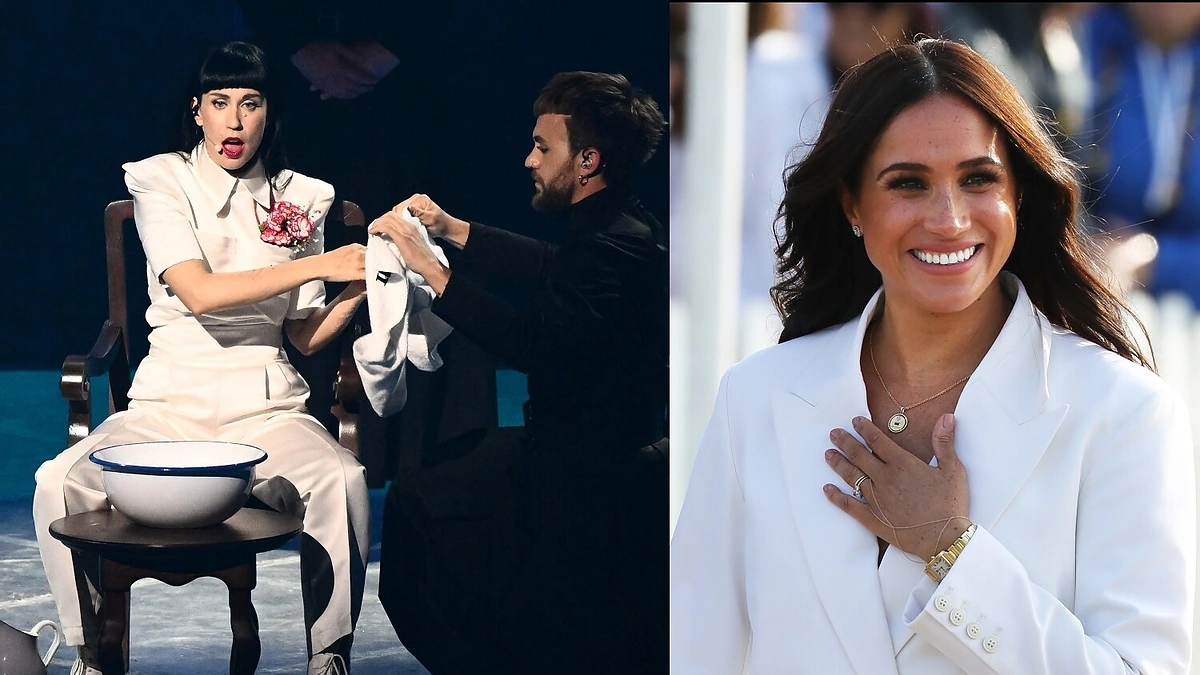 Serbijos atstovė Konstrakta ir Meghan Markle / „Scanpix“ nuotr.