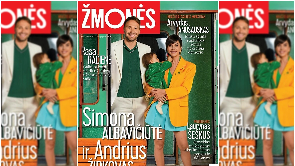 Simona Albavičiūtė ir Andrius Židkovas su dukrele Maja Barbora / Žurnalo „Žmonės“ viršelis