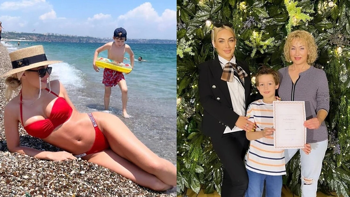 Oksana Pikul su sūnumi Dominyku ir mama Laimuye / Asmeninio albumo nuotr.