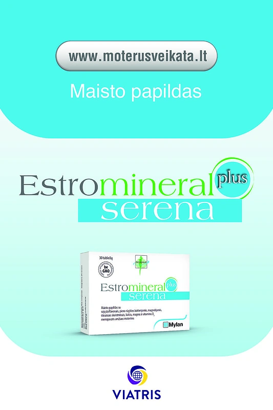 „Estromineral Serena Plus“ maisto papildas menopauzės amžiaus moterims.