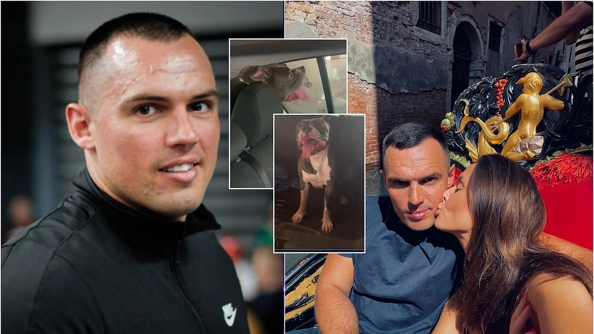 Darius Petrikauskas su žmona Ieva ir išgelbėtais šunimis Venecijoje / Asmeninio albumo nuotr.