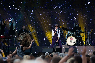 Legendinė latvių grupė „BrainStorm“ festivalyje „Midsummer Vilnius“ / Gretos Skaraitienės / BNS nuotr.