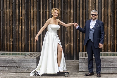 Godos Dapšytės ir Šarūno Šlektavičiaus vestuvės kelte „Uperis“ / Irmanto Gelūno / BNS nuotr.