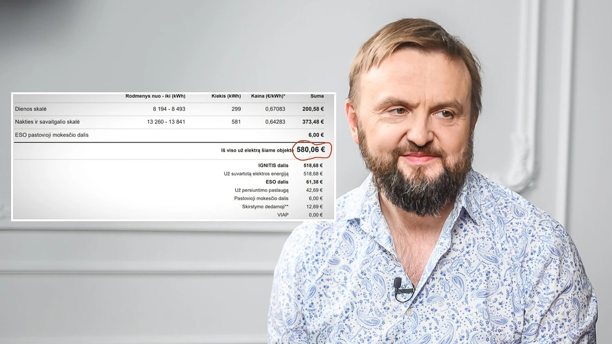 Stanislavas Stavickis-Stano ir jo sąskaita už elektrą / T.Petrovskio ir ekrano nuotr.