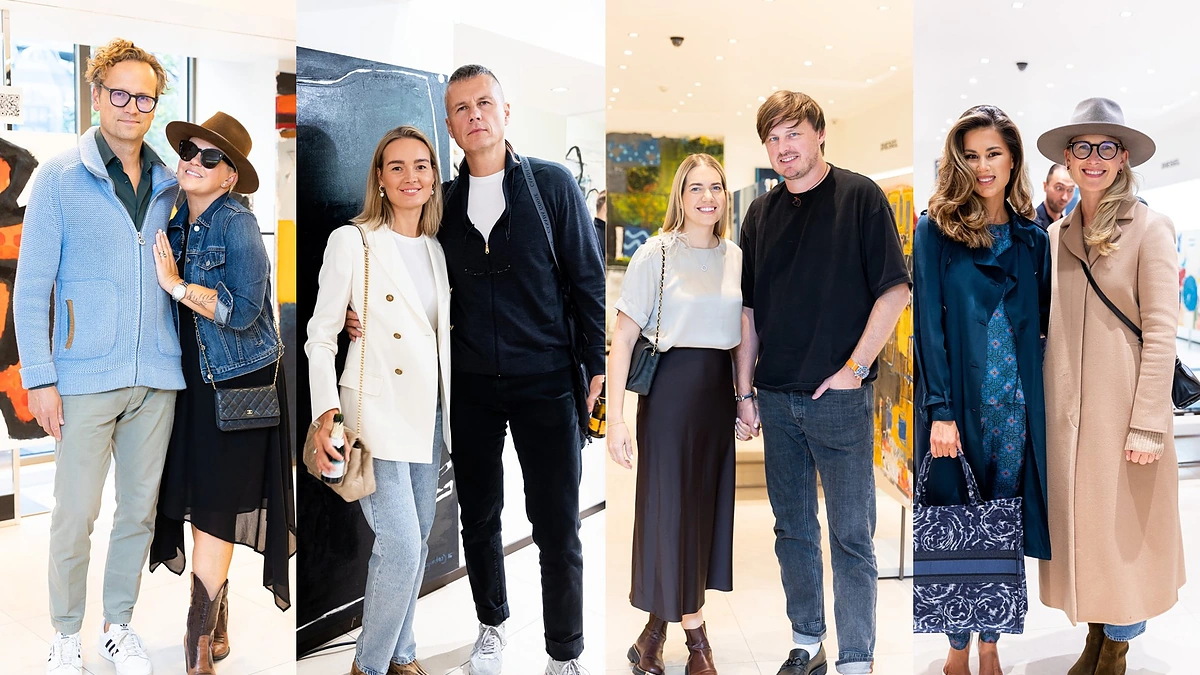 Eigirdas Scinskas parodos atidaryme su svečiais / Gretos Skaraitienės / BNS nuotr.