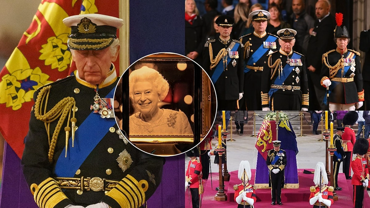 „Princų budynės“ prie Elizabeth II karsto / AFP/„Scanpix“ nuotr.
