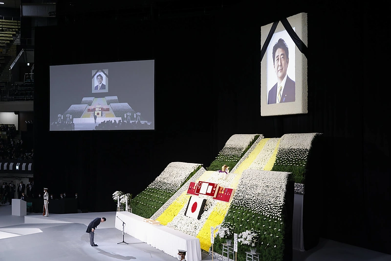 Valstybinės nužudyto Japonijos premjero Shinzo Abe laidotuvės / „Reuters“/„Scanpix“ nuotr.