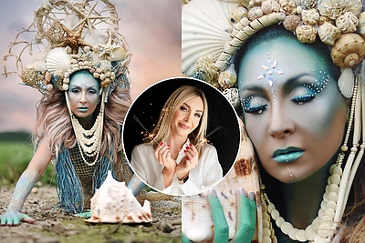 Gerda Žemaitė nustebino išskirtiniu įvaizdžiu: įkūnijo undinėlę su gigantiška karūna iš kriauklių