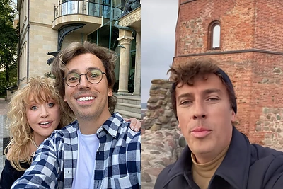 Lietuvoje viešintis Maksimas Galkinas užlipo į Gedimino kalną: grožėjosi apsiniaukusiu Vilniumi