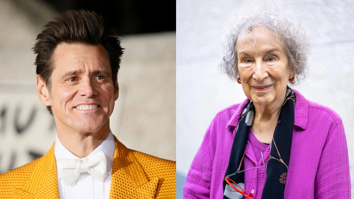 Jimas Carrey ir Margaret Atwood / AFP/„Scanpix“ nuotr.