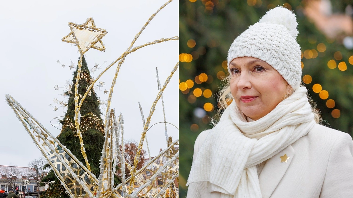 Kauno Rotušės aikštėje ryškėja Kalėdų eglės kontūrai, kyla Kalėdų miestelis / Eriko Ovčarenko / BNS nuotr.