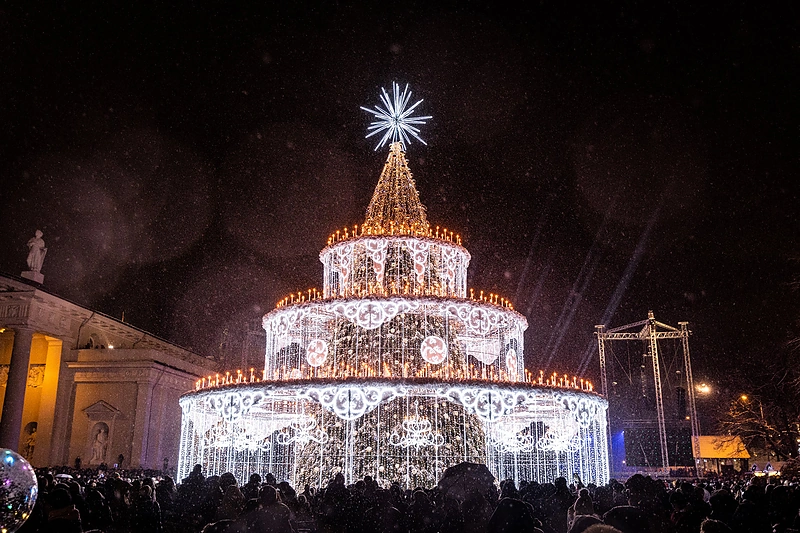 Vilniaus Katedros aikštėje įžiebta Kalėdų eglė / Pauliaus Peleckio / BNS nuotr.