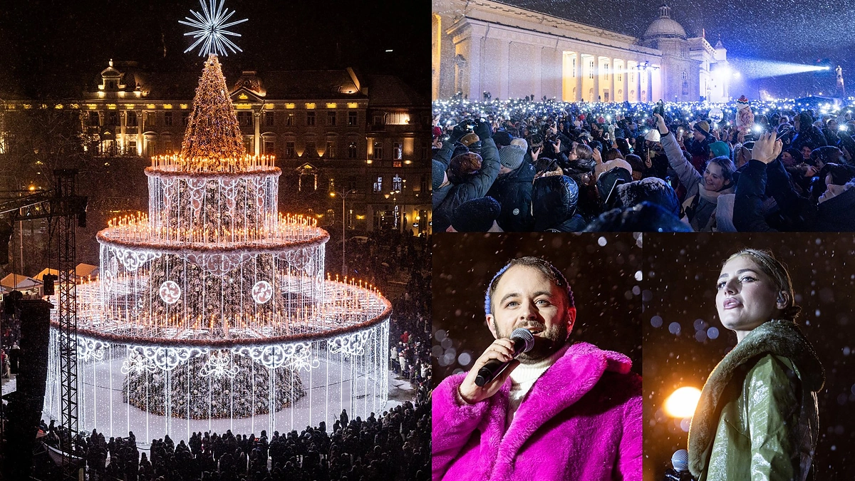Vilniaus Katedros aikštėje įžiebta Kalėdų eglė / Pauliaus Peleckio / BNS nuotr.