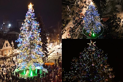 Joniškyje suspindo išskirtinė Kalėdų eglė: papuošta 200 rankų darbo žaisliukų