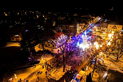 Kalėdų proga nušvito Birštono apžvalgos bokštas / Vaido Pilkausko nuotr.
