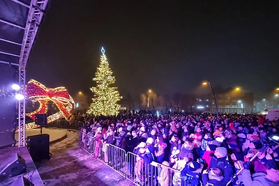 Šakių kalėdinės eglės įžiebimas / Šakių rajono savivaldybės nuotr.