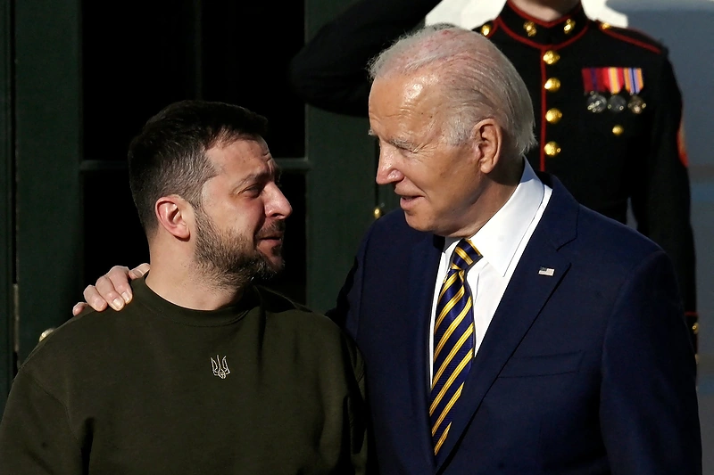 Volodymyras Zelenskis ir Joe Bidenas / AFP/„Scanpix“ nuotr.
