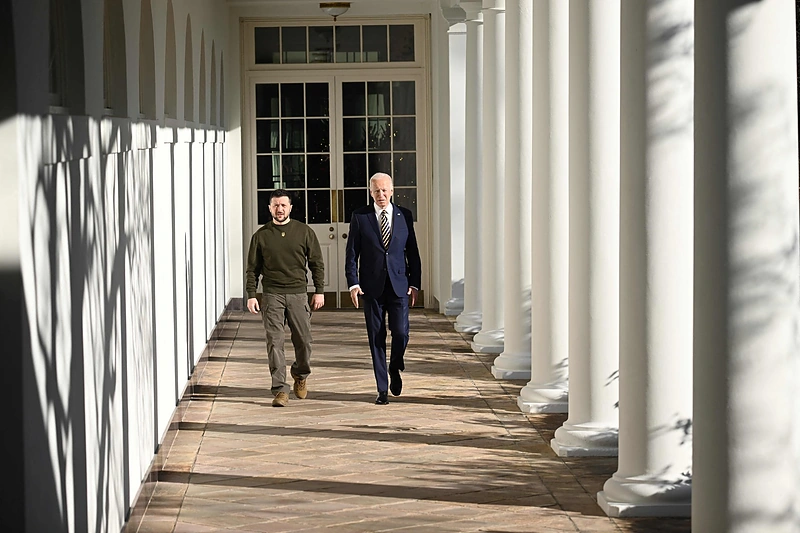 Volodymyras Zelenskis ir Joe Bidenas / AFP/„Scanpix“ nuotr.