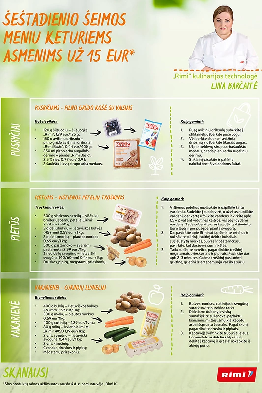 Šeštadienio meniu šeimai už 15 eurų / Rimi nuotr.