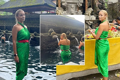 G.Alijeva su mylimuoju tęsia žiemos kelionę: lankosi Balyje, dalyvavo apsivalymo rituale