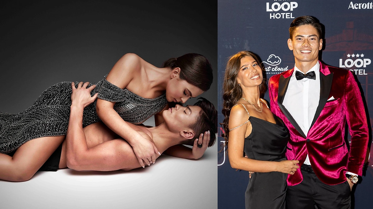 Simonas Pham su filmo „Tu mano deimantas“ aktore Ugne Zavistauskaite ir širdies drauge Marija Poželaite / BNS foto ir Luko Griciaus nuotr.