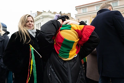 Interaktyvaus projekto „Vilniaus kalbančios skulptūros“ pristatymas Jono Basanavičiaus aikštėje / Gretos Skaraitienės / BNS nuotr.