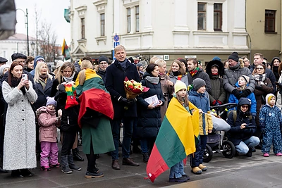 Interaktyvaus projekto „Vilniaus kalbančios skulptūros“ pristatymas Jono Basanavičiaus aikštėje / Gretos Skaraitienės / BNS nuotr.