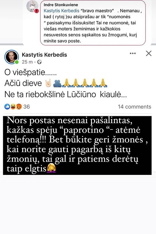 Kastyčio Kerbedžio žinutė / „Instagram“ nuotr.