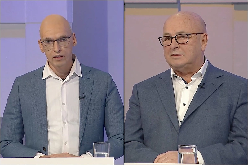 Mantas Bertulis debatuose persirengė Visvaldu Matijošaičiu / Ekrano nuotr. iš LRT transliacijos