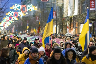 Ukrainos palaikymo akcija „Laisvė šviečia: RADAROM!“ / Irmanto Gelūno / BNS nuotr.